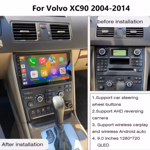 10.1" android 13 ,bilstereo  Volvo xc90 (2004--2013) gps wifi carplay android auto blåtand rds Dsp RAM: 4GB, ROM  64GB, wifi, + gratis backkamera