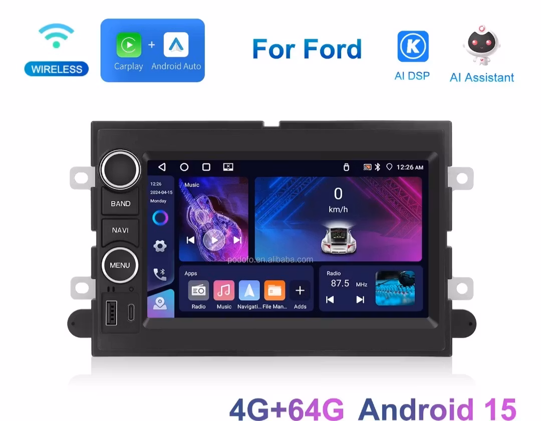 7" android 15 ,bilstereo Ford F150(2004--2008) gps wifi carplay android auto blåtand rds Dsp RAM:4GB, ROM 64GB, 4G + gratis backkamera