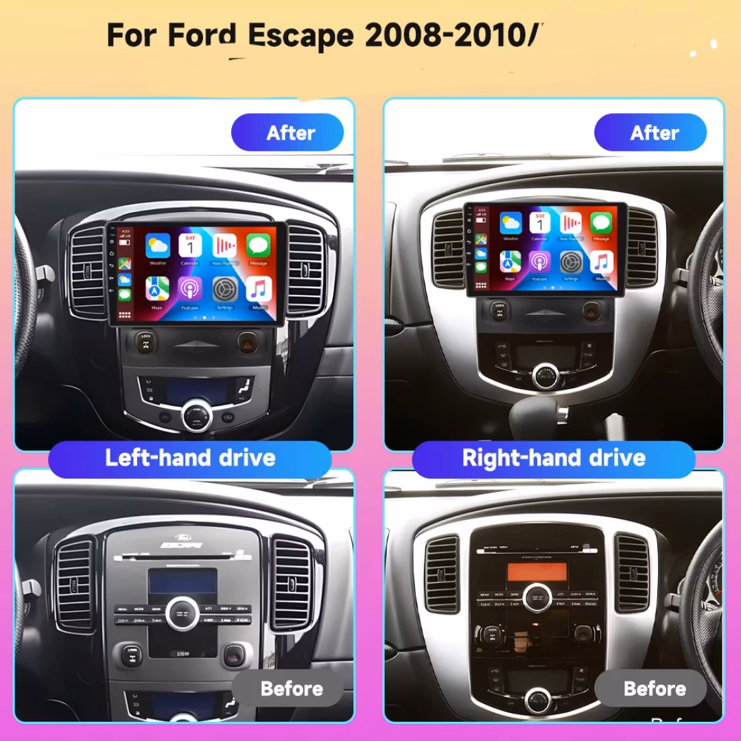 9"android 13, bilstereo Ford Escape (2008-2010)gps wifi carplay android auto blåtand rds Dsp RAM:4GB, ROM: 64GB, 4G LTE  + gratis backkamera