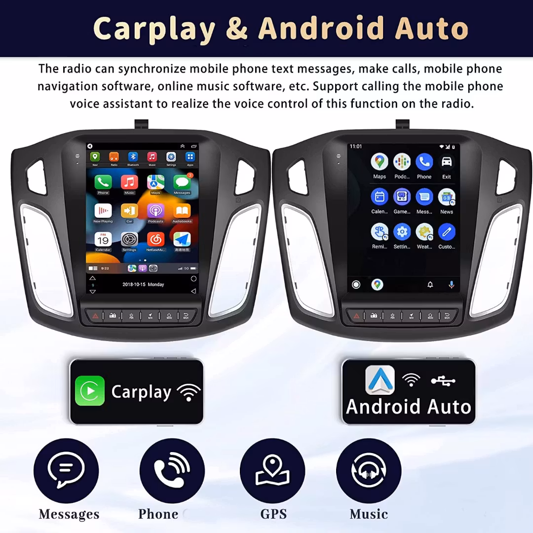 9 7" android 14 , bilstereo  Ford Focus ( 2012---2018) gps wifi carplay android auto blåtand rds Dsp RAM:2GB  Rom:64GB . + gratis backkamera