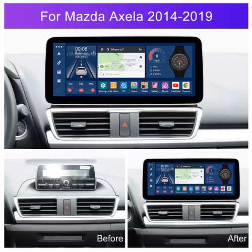 12,3" android 13, bilstereo Mazda 3(2014--2019) gps wifi carplay android auto blåtand rds Dsp RAM:4GB Rom:64GB, 4G LTE, gratis backkamera
