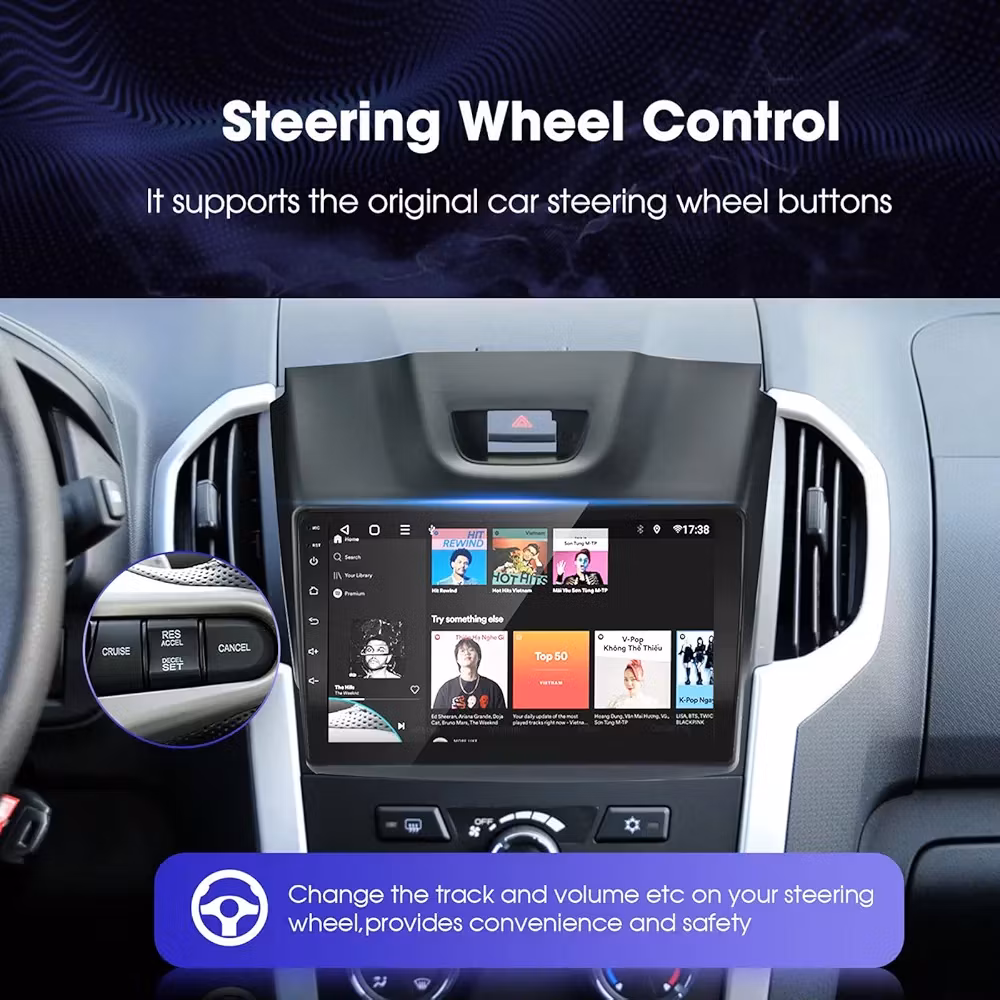 9"android 12, bilstereo ISUZU MU-X/D/MAX/ISUZU( 2012---2018) gps wifi carplay android auto blåtand rds Dsp RAM:4GB, ROM:64GB,  4G LTE