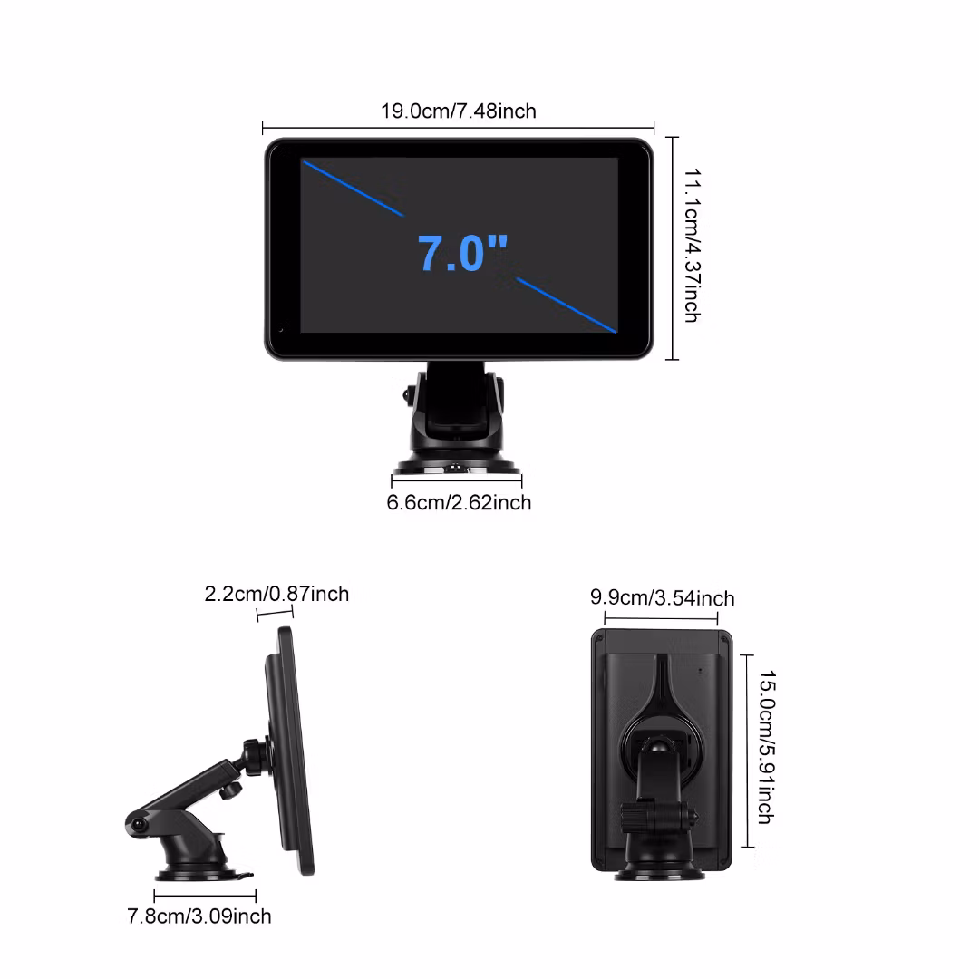 7-tums 2+32G Android 15, Bärbar Trådlös Carplay Android Auto HD-skärm Dubbel BT/WiFi GPS TYP-C Bilradio
