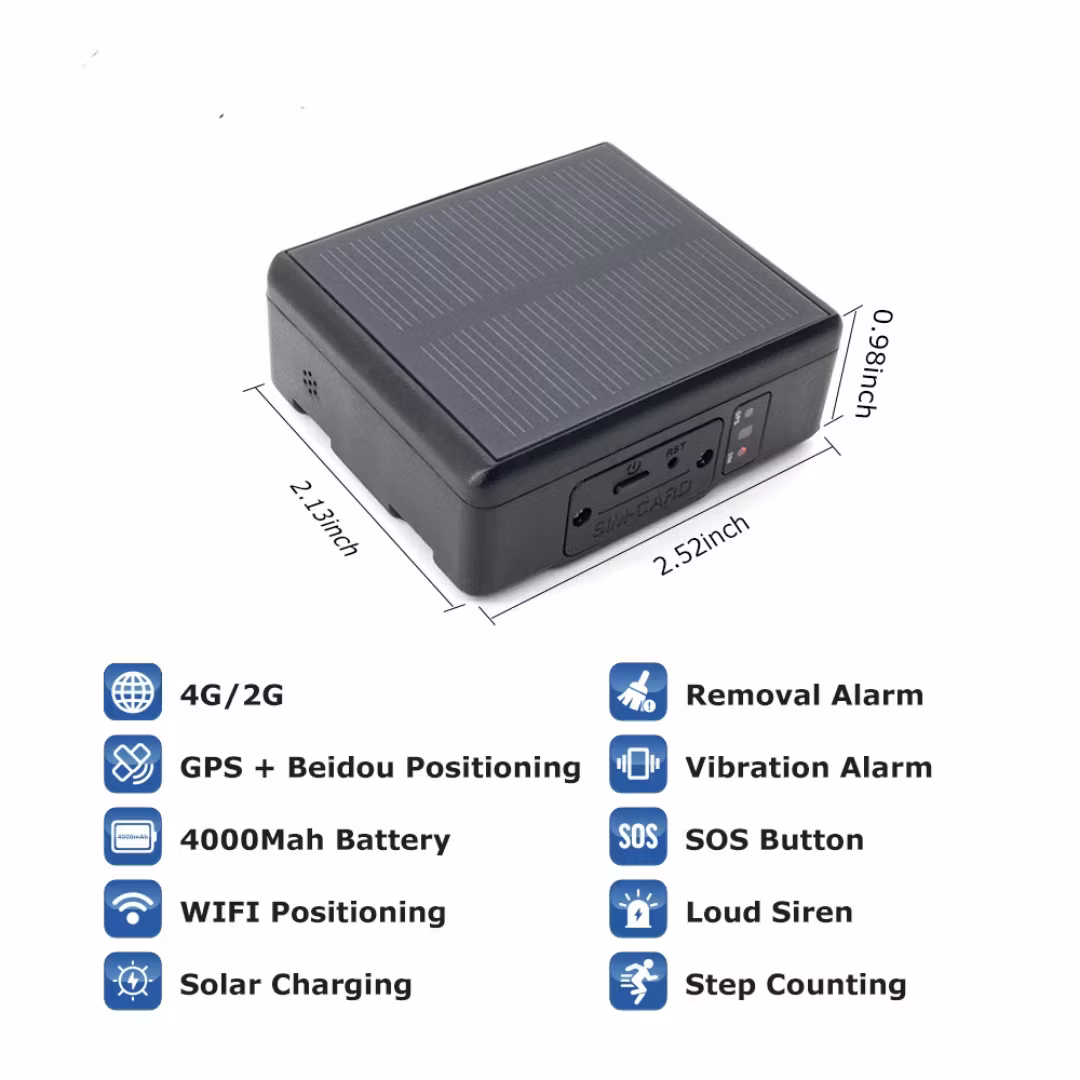 4G Solar vattentät  GPS tracker, 4000Mah