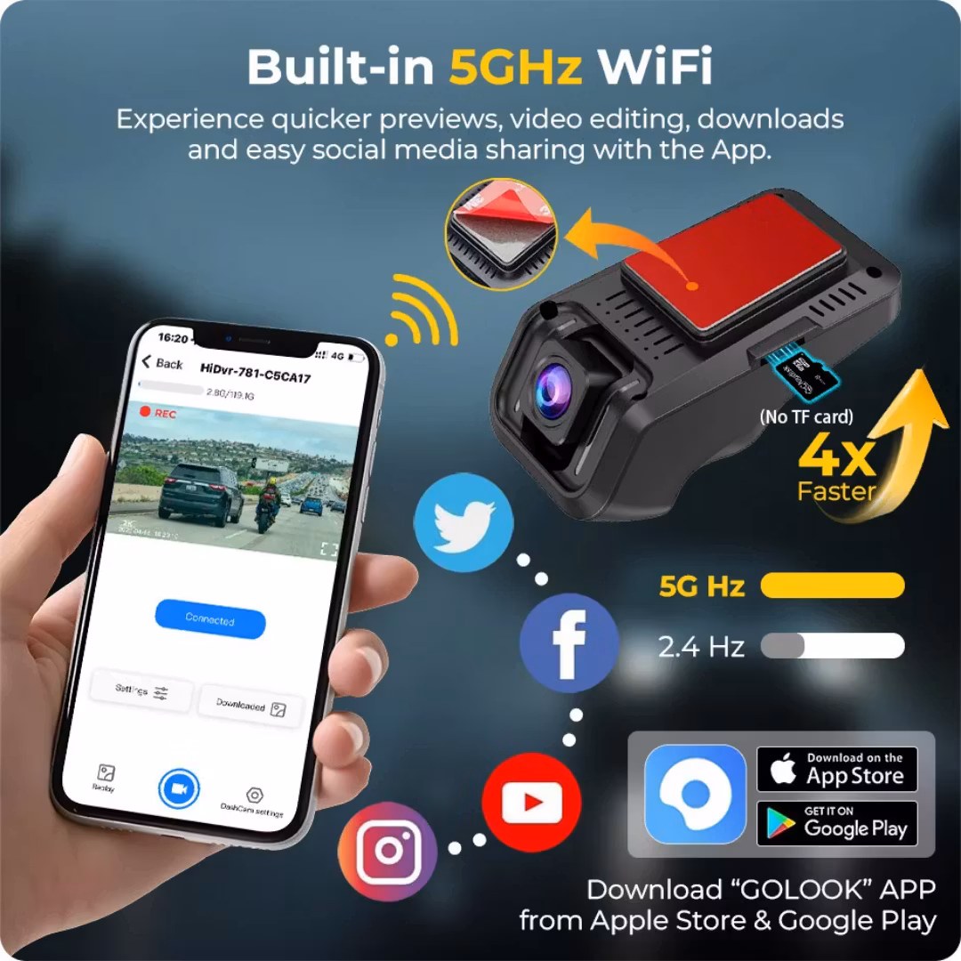 2K WiFi Bil DVR Full HD Dash Cam