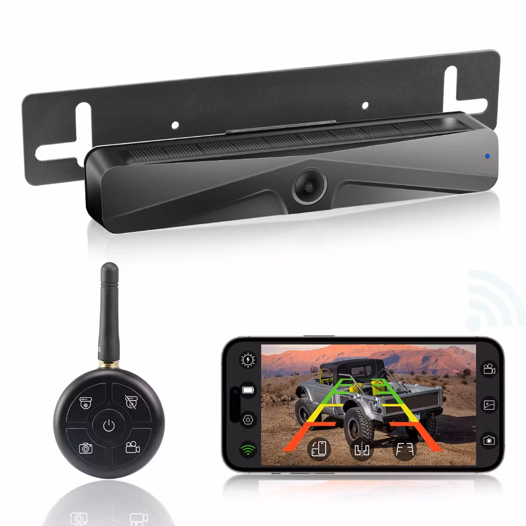 Wifi solcell driven Nummerskylt Front & backkamera, 4000Mah