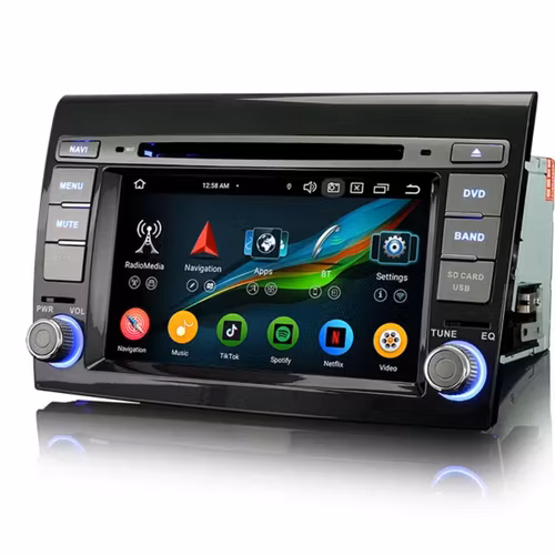 7"android 14, bil-DVD-spelare Fiat Bravo (2007-2014) gps wifi carplay android auto blåtand rds Dsp RAM:4GB, ROM:64GB,4G LTE