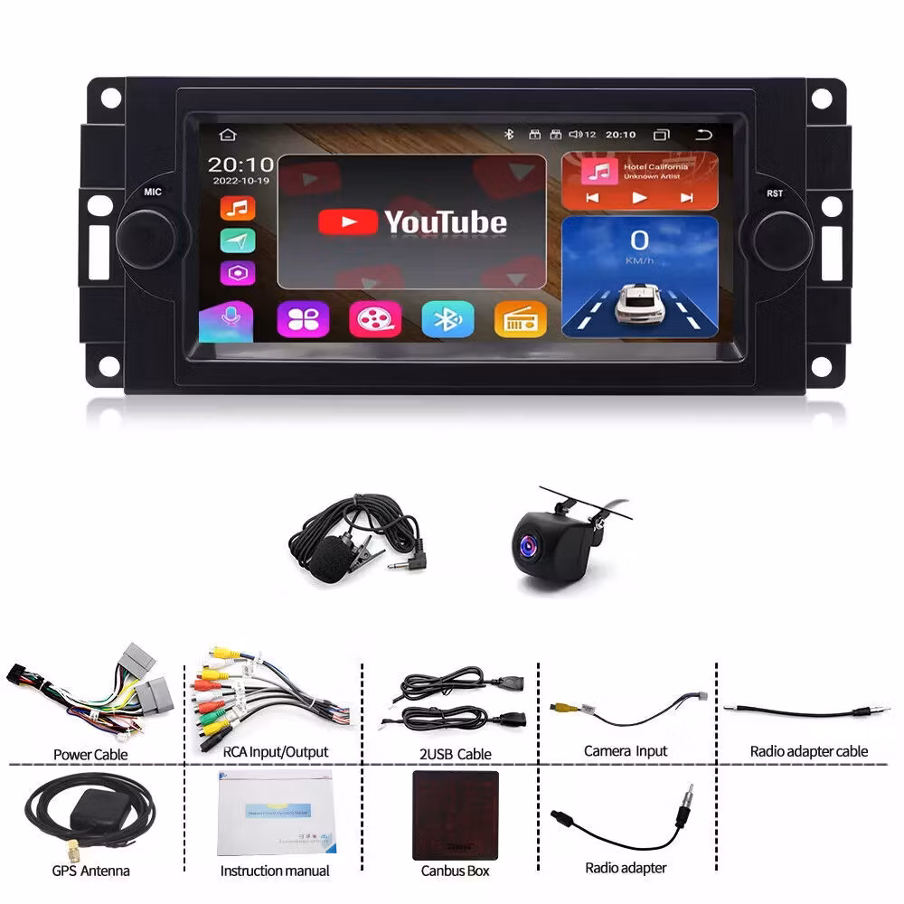 6.2" android 15 Bilster.  Jeep Commander/ Patriot/ Cherokee/compass/ Grand cherokee ( 2005--2008)  gps wifi carplay android auto blåtand rds Dsp RAM:4GB, ROM:64GB