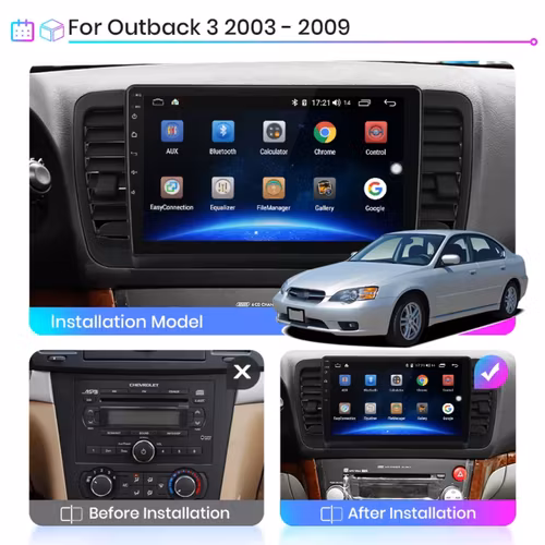 9"android 14 bilstereo  Subaru  Legacy( 2003--2009) gps wifi carplay android auto blåtand rds Dsp RAM:2GB,ROM:  32GB,4G LTE