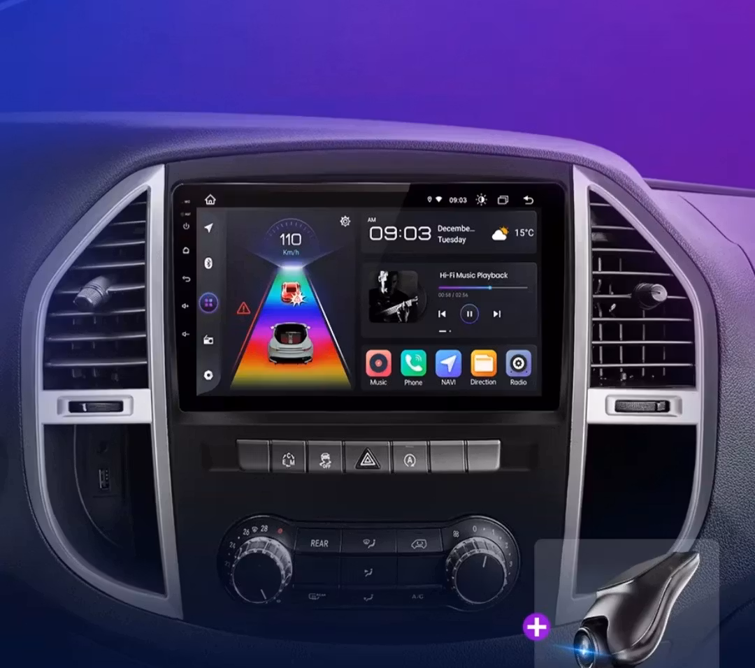 9" android 13 Bilstereo Mercedes Benz  Vito 3( 2014-- 2021)gps wifi carplay android auto blåtand rds Dsp RAM:8GB, ROM:256GB, 4G LTE