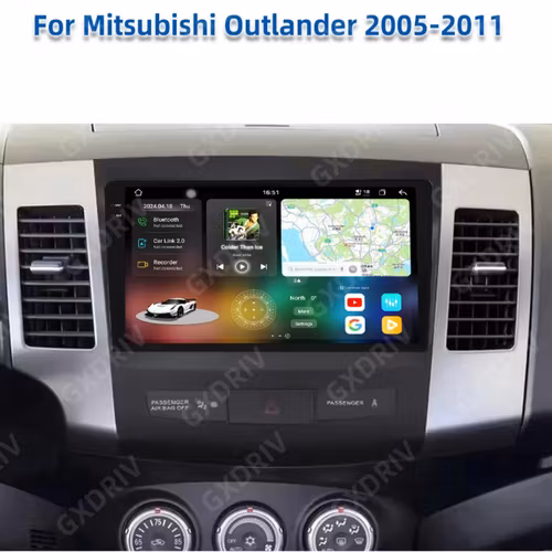 9" android 13 bilstereo Mitsubishi Outlander (2005--2011) gps wifi carplay android auto blåtand rds Dsp RAM:6GB  ROM:128GB  4G LTE