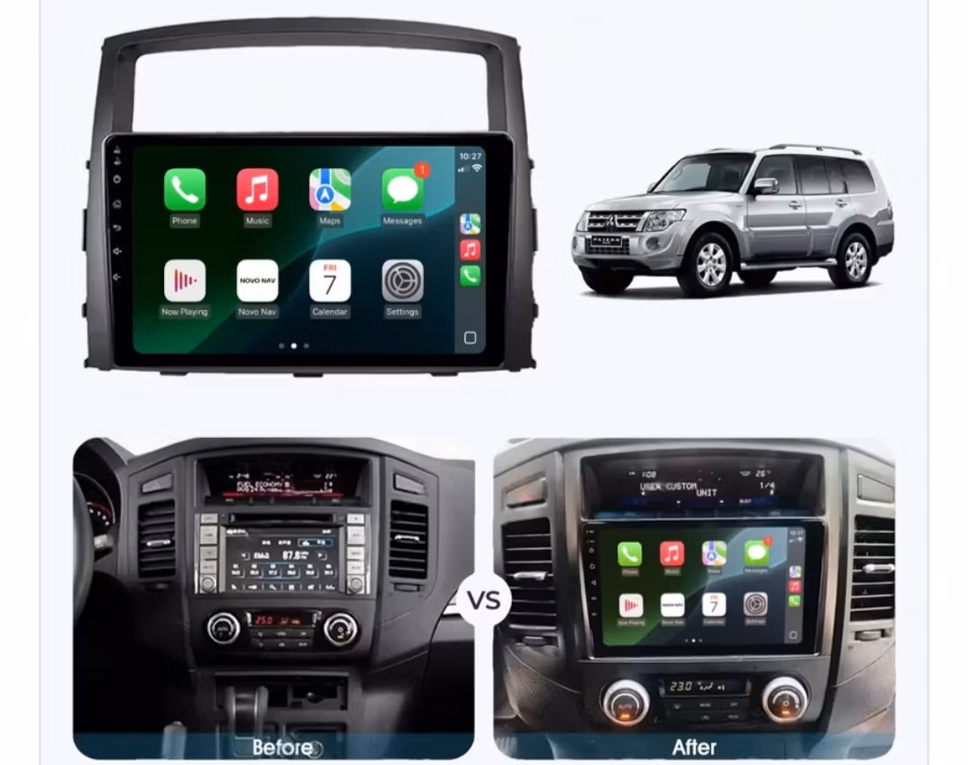 9"android 13,bilstereo Mitsubishi Pajero( 2006--2014) Gps wifi carplay android auto blåtand rds Dsp RAM : 6GB, ROM : 128GB, 4G LTE,ADAS frontkamera