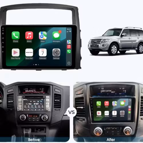 9"android 13,bilstereo Mitsubishi Pajero( 2006--2014) Gps wifi carplay android auto blåtand rds Dsp RAM : 6GB, ROM : 128GB, 4G LTE,ADAS frontkamera