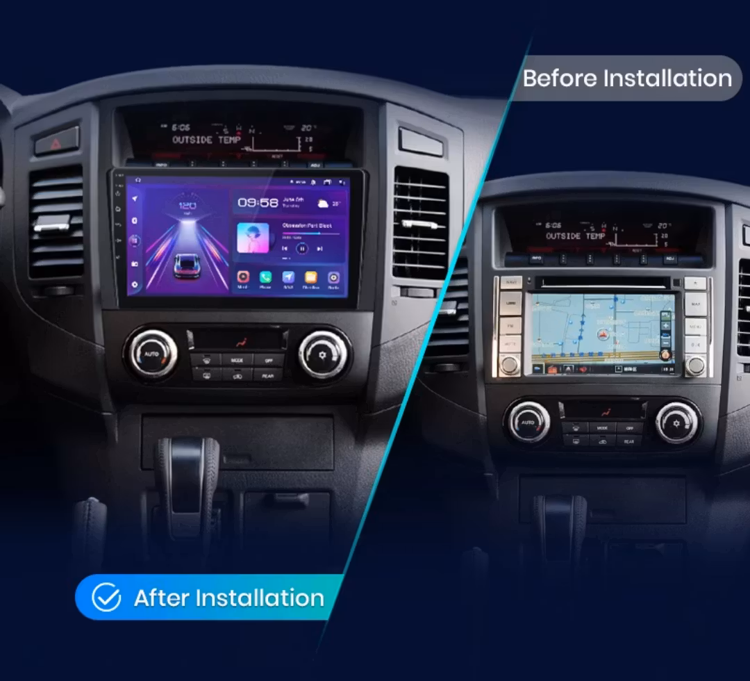 9"android 13,bilstereo Mitsubishi Pajero( 2006--2014) Gps wifi carplay android auto blåtand rds Dsp RAM : 6GB, ROM : 128GB, 4G LTE,ADAS frontkamera