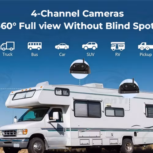 10,1'' AHD trådlös DVR-inspelningsmonitor pekskärm 4-kanals minikamera+ 128GB extra minne