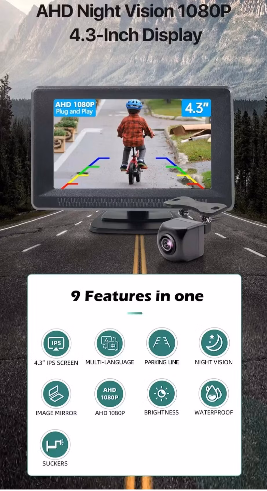 4.3" backkamera system för SUV:ar, lastbilar, husbilar