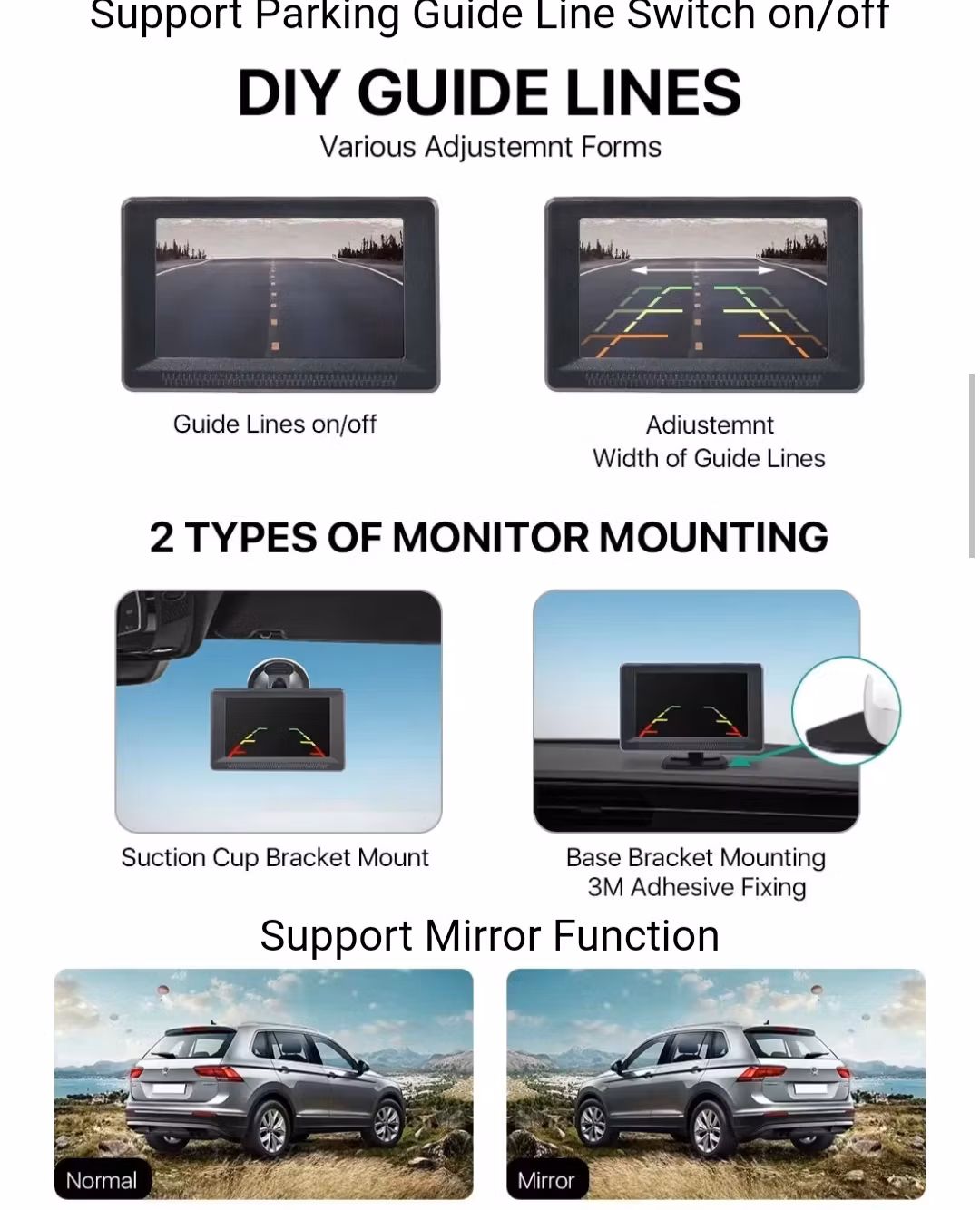4.3" backkamera system för SUV:ar, lastbilar, husbilar