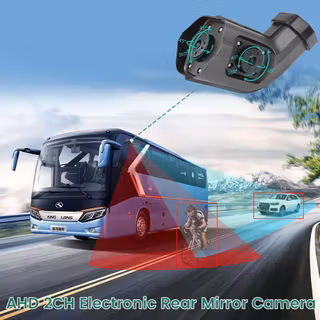 Smart dödvinkelradar BSD-larmsystem Vänster/höger långarmad elektronisk spegelkamera med dubbel lins för lastbil och buss