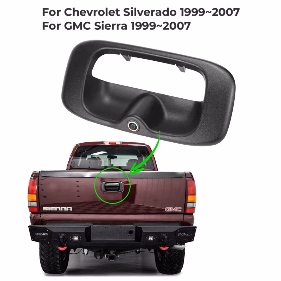 Baklucka, baklucka, bagagerumshandtag 1080 grader, backkamera för Chevrolet Silverado, GMC Sierra, handtag 1999-2007