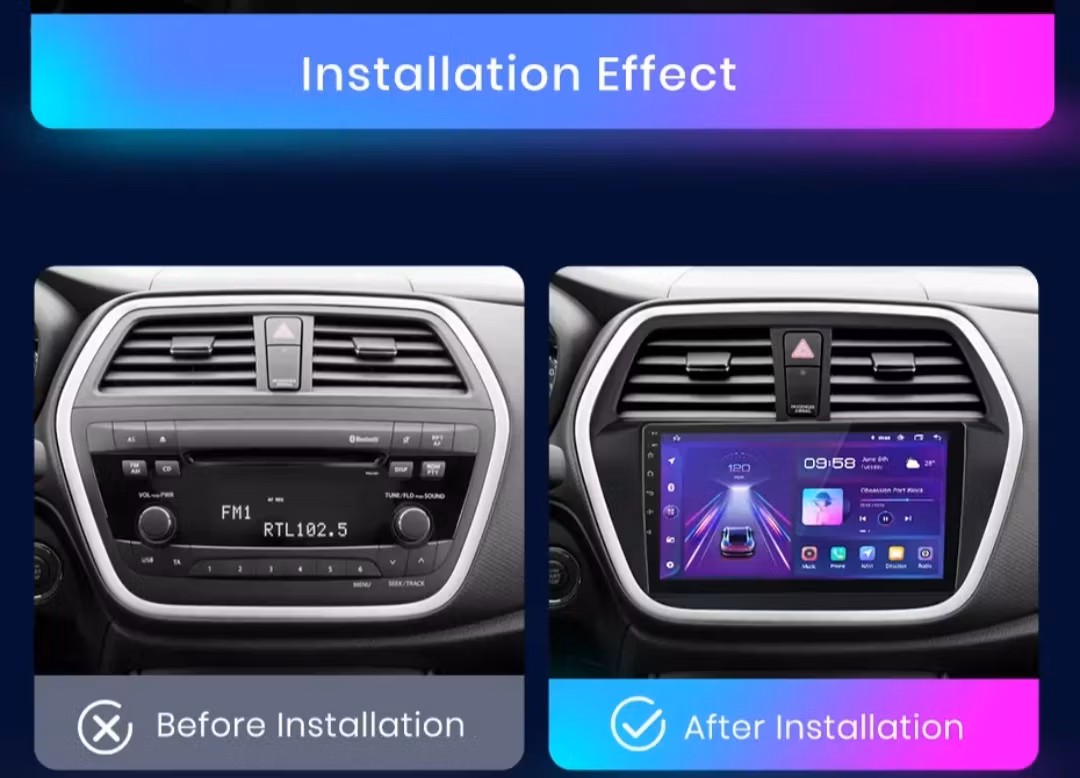 9"android 13, bilstereo Suzuki  SX4 / S-cross ( 2013-2018) gps wifi carplay android auto blåtand rds Dsp RAM: 6GB, ROM: 128GB, 4G LTE,ADAS dashcam