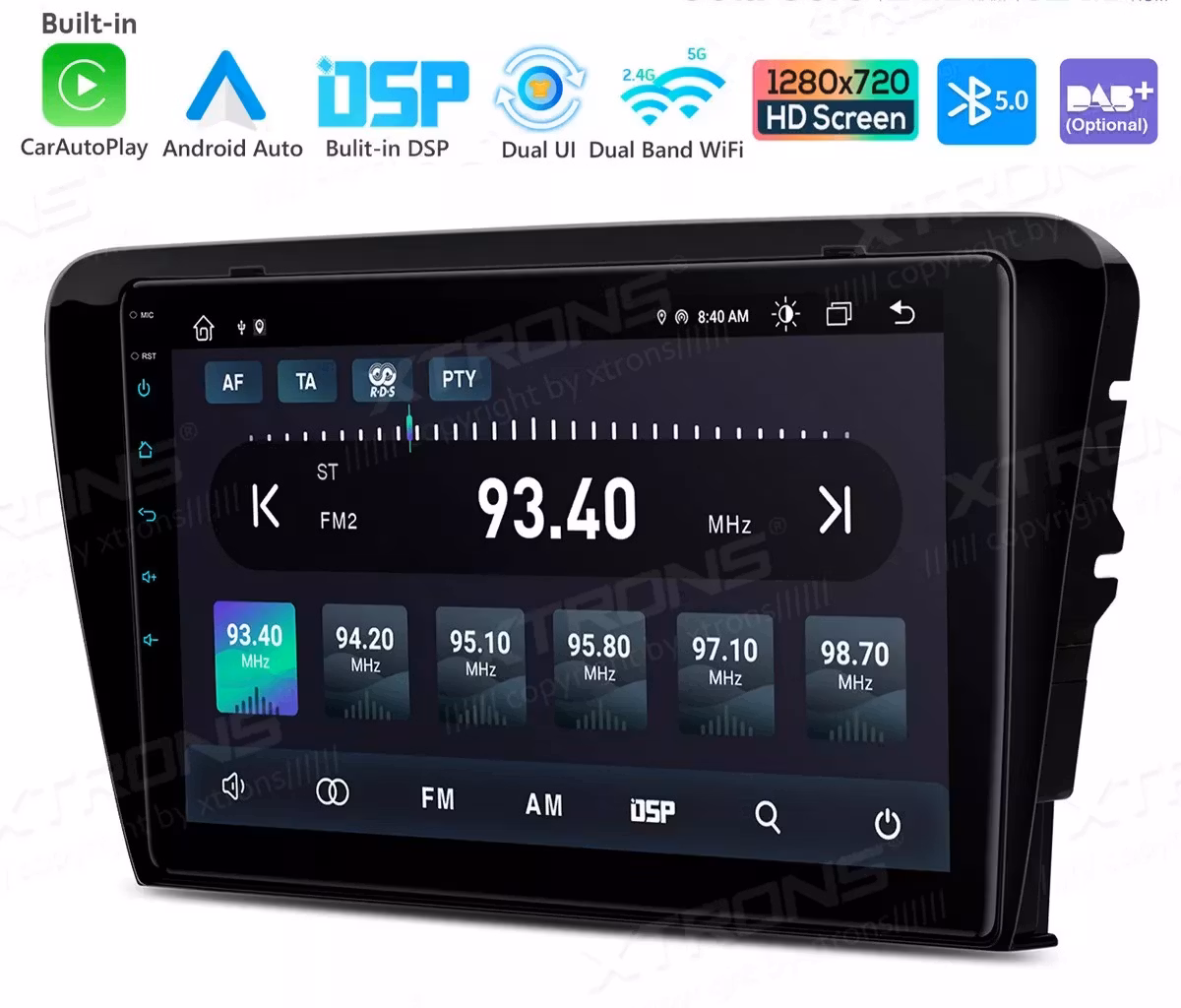 10,1" android 12, bilstereo Skoda Octavia ( 2013--2018) gps wifi carplay android auto blåtand rds Dsp RAM: 6GB  ,ROM: 128GB, 4G LTE