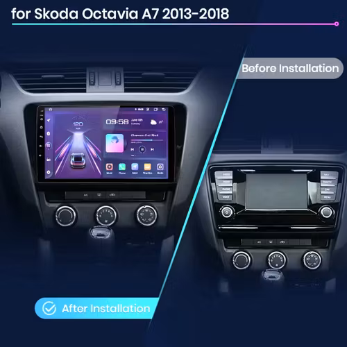 10,1" android 12, bilstereo Skoda Octavia ( 2013--2018) gps wifi carplay android auto blåtand rds Dsp RAM: 8GB  ,ROM: 256GB, 4G LTE