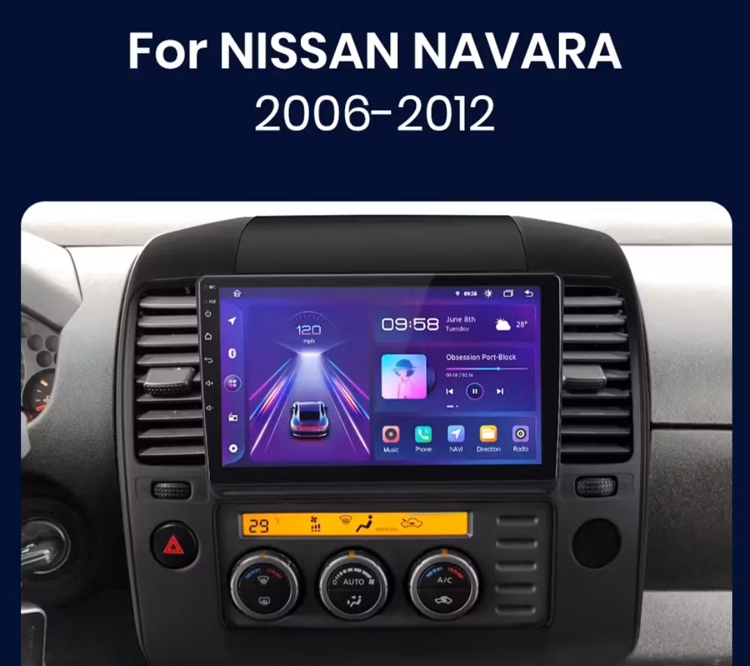 9"android 12, bilstereo Nissan Navara (2006--2012) gps wifi carplay android auto blåtand rds Dsp RAM : 4GB, ROM : 64GB, 4G LTE