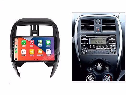 9"android 13,bilstereo Nissan Micra ( 2010--2017) gps wifi carplay android auto blåtand rds Dsp RAM: 2GB, ROM:64 GB