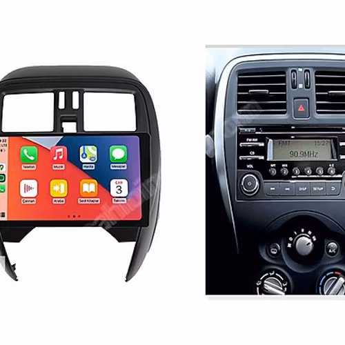 9"android 13,bilstereo Nissan Micra ( 2010--2017) gps wifi carplay android auto blåtand rds Dsp RAM: 2GB, ROM:64 GB