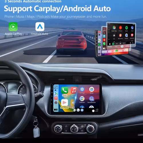 9"android 13, bilstereo Nissan Micra  ( 2017-2020) gps wifi carplay android auto blåtand rds Dsp RAM: 2GB, ROM 32