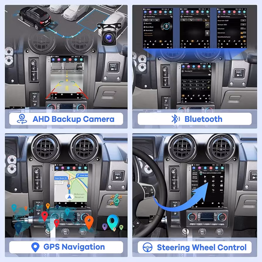 9.7" android13, bil stereo  Hummer H2 ( 2002--2007) gps wifi carplay android auto blåtand rds  wifi ,dsp. Ram: 2GB,ROM: 64GB