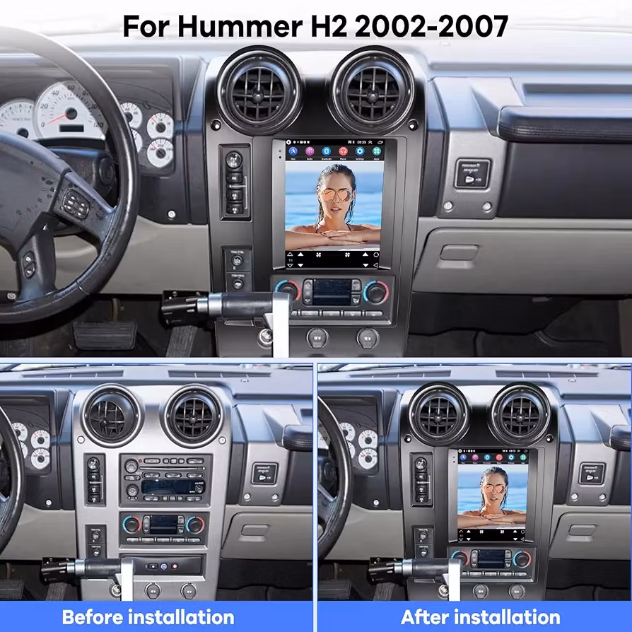 9.7" android13, bil stereo  Hummer H2 ( 2002--2007) gps wifi carplay android auto blåtand rds  wifi ,dsp. Ram: 2GB,ROM: 64GB