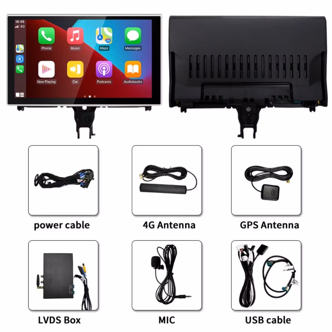 9" android 14, bilstereo Audi 46(2012--2018) gps wifi carplay android auto blåtand rds Dsp RAM:8GB, ROM:128GB, 4G LTE