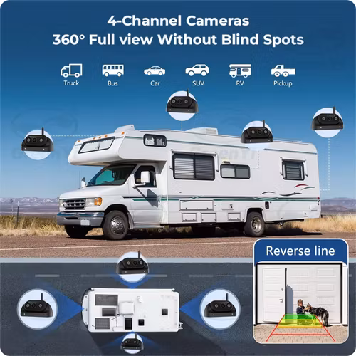 4 trådlösa kamerasystem +7" monotor med dvr inspelning  128GB