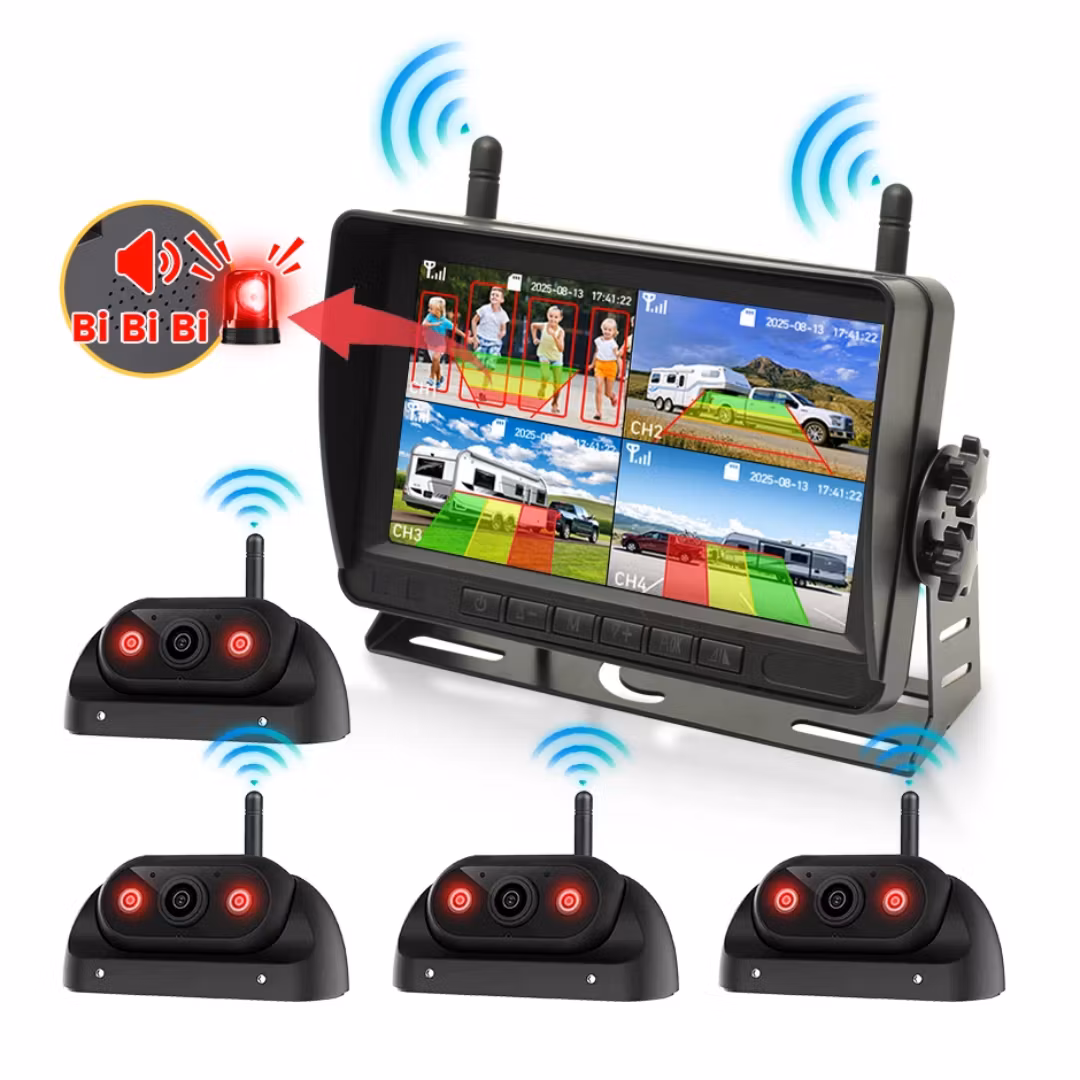 4 trådlösa kamerasystem +7" monotor med dvr inspelning  128GB