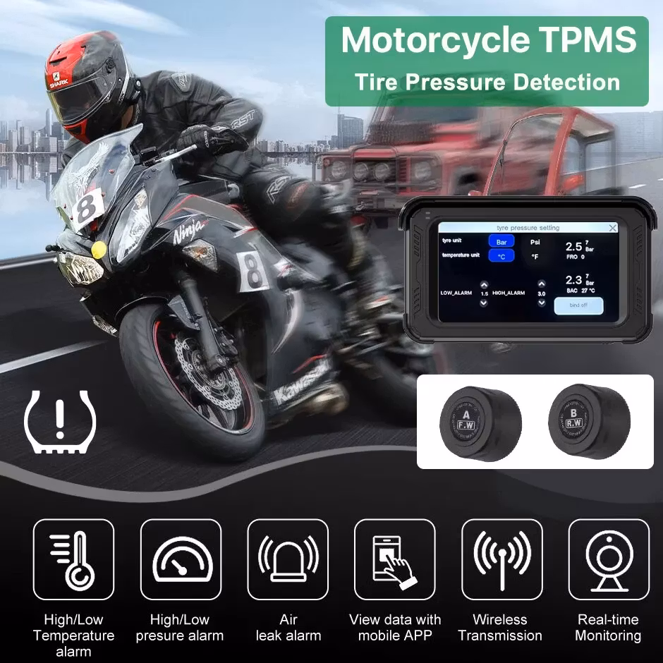 5-tums trådlös motorcykel-DVR med Apple Carplay, 2K/1080P, IP65 vattentät kamera, skärm, GPS, Bluetooth, Android Auto
