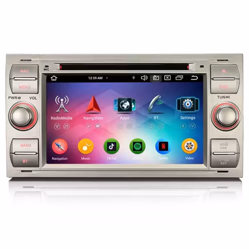 7" android 12. Silver Bilstereo ,dvd-spelare  Ford kuga/Transit/s-max  /Connect/ Fusion/Galaxy/ Fiesta(2005---2011) GPS wifi carplay android auto blåtand rds Dsp  64GB , 4G wifi modul