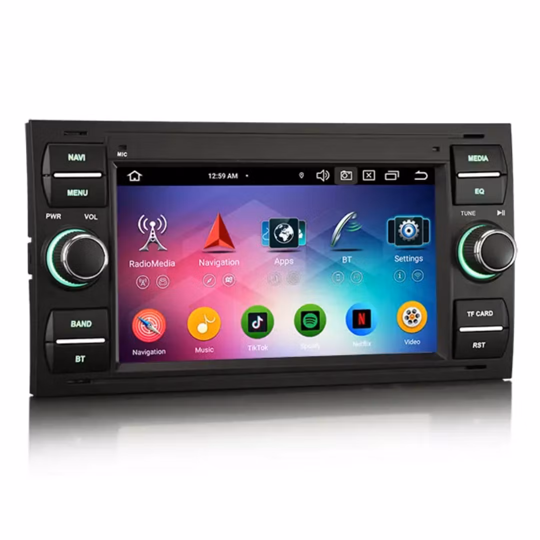 7" android 12. Svartfärg Bilstereo ,dvd-spelare  Ford kuga/Transit/s-max  /Connect/ Fusion/Galaxy/ Fiesta(2005---2011) GPS wifi carplay android auto blåtand rds Dsp  64b, 4g wifi