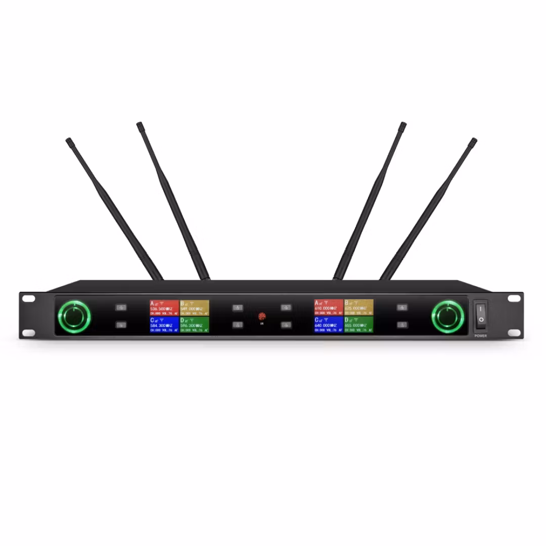 professionellt 8-kanals UHF dynamiskt trådlöst mikrofonsystem med 100 kanaler