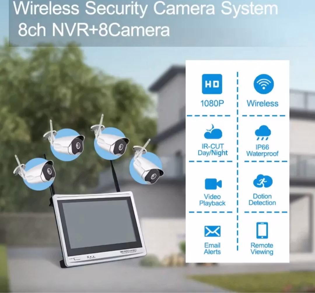8 kanal wifi dvr butik 5 megapixel kamerasystem, 15,6" monitor