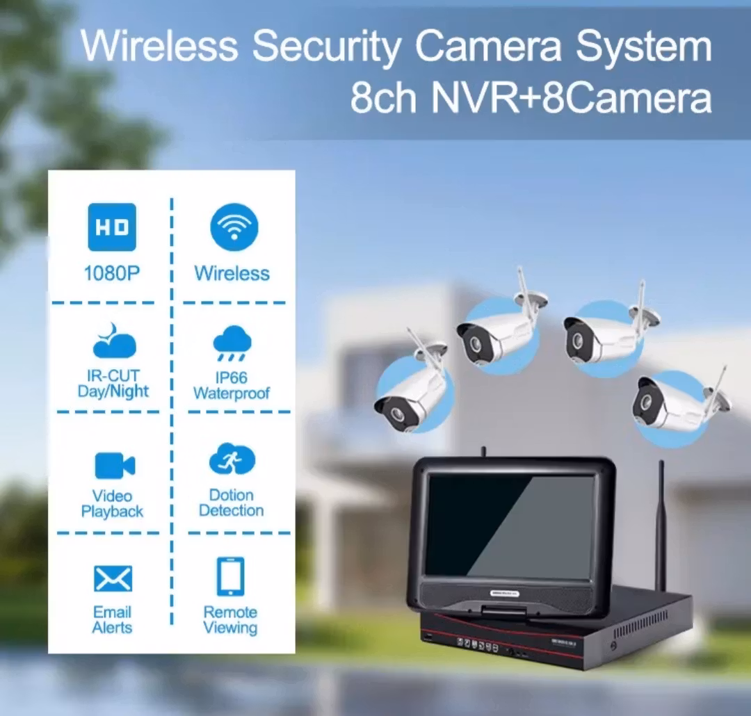 8 kanal wifi dvr butik 3 megapixel kamerasystem, 15,6" monitor