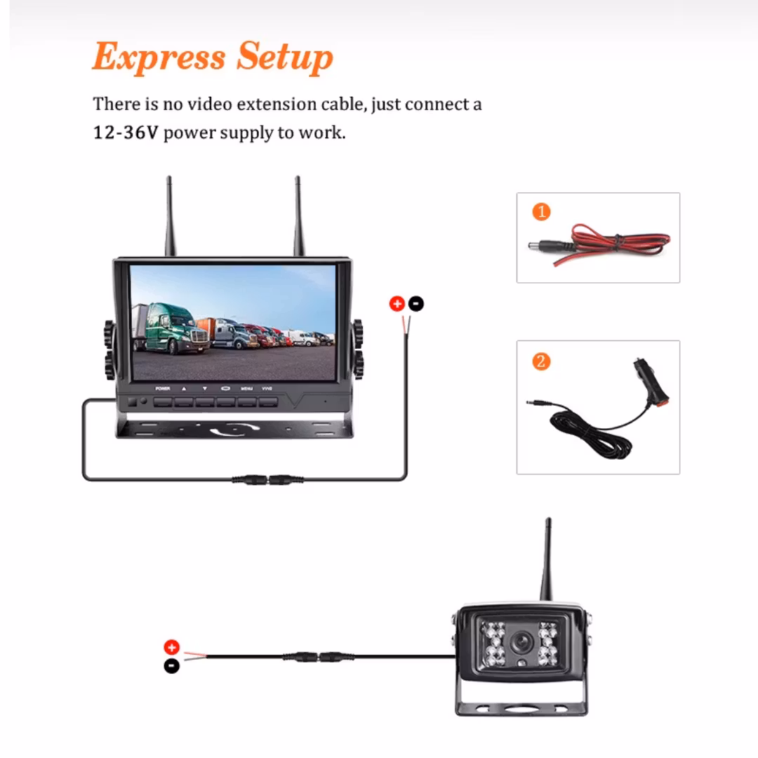 Wifi.   2 Backkamerasystem + 7" monitor för lastbilar . Backkameror . BSD-system (Blind Spot Detection) . Fordonsmonitorer