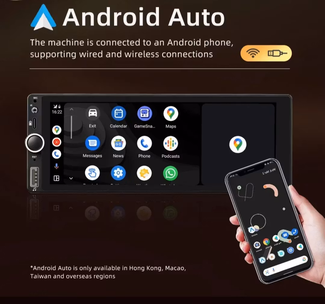 6,8" android 13, 1 Din universal  bilstereo , gps, dsp  carplay android auto wifi,Ram: 4GB,Rom: 64GB 4G LTE + backkamera