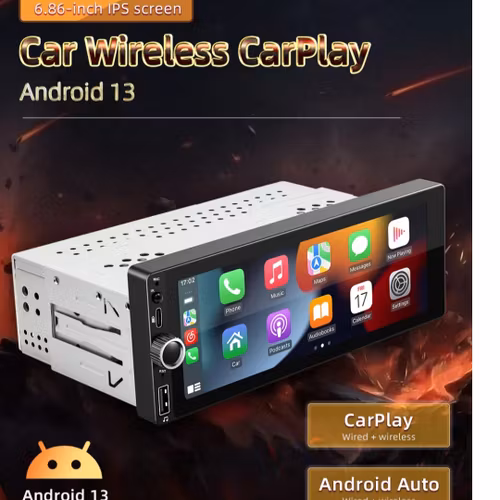 6,8" android 13, 1 Din universal  bilstereo , gps, dsp  carplay android auto wifi,Ram: 4GB,Rom: 64GB 4G LTE + backkamera