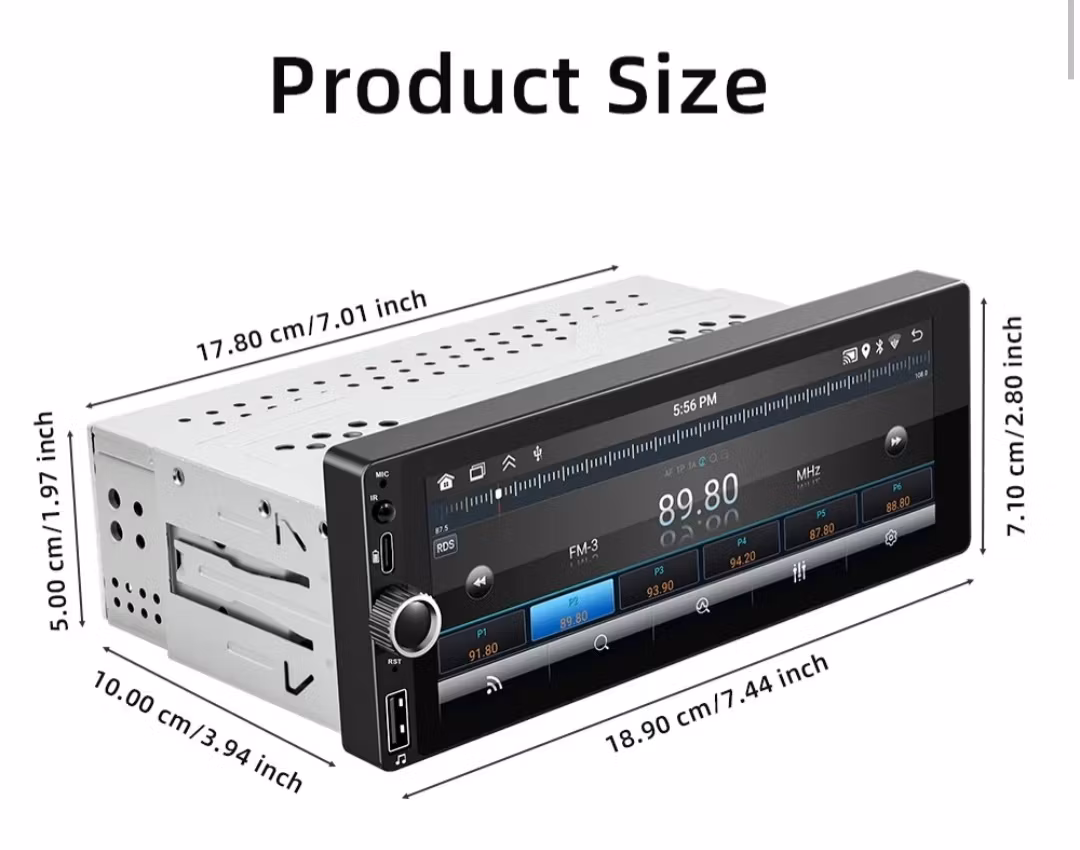 6,8" android 13, 1 Din universal  bilstereo , gps, dsp  carplay android auto wifi,Ram: 4GB,Rom: 64GB 4G LTE + backkamera