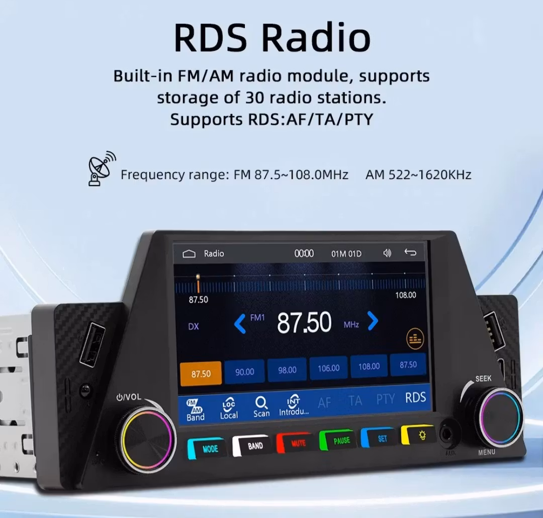 4,7tum. 1Din bil radio mp5 spelare. carplay android auto backkamera