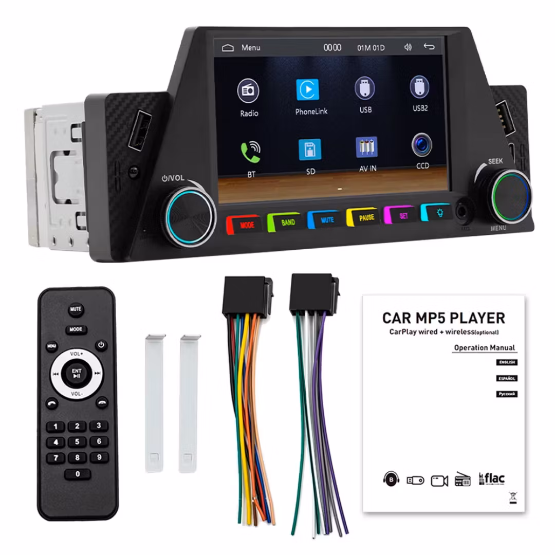 4,7tum. 1Din bil radio mp5 spelare. carplay android auto backkamera
