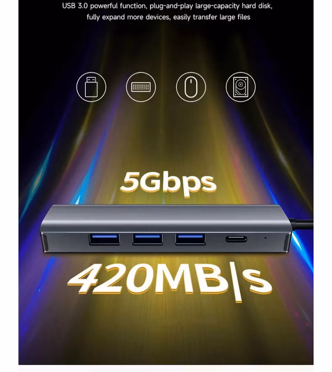 2-i-1 USB 3.0 Typ-C Gigabit trådbunden nätverksadapter Typ USB C till 1000 Mps RJ45 USB 3.0 HUB Typ-C HUB Dockningsstation 5-i-1 För Macbook PC mobiltelefon