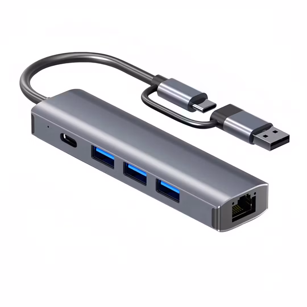 2-i-1 USB 3.0 Typ-C Gigabit trådbunden nätverksadapter Typ USB C till 1000 Mps RJ45 USB 3.0 HUB Typ-C HUB Dockningsstation 5-i-1 För Macbook PC mobiltelefon