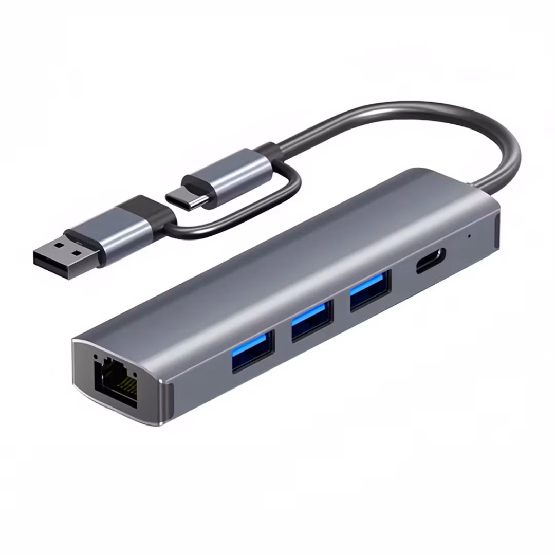 2-i-1 USB 3.0 Typ-C Gigabit trådbunden nätverksadapter Typ USB C till 1000 Mps RJ45 USB 3.0 HUB Typ-C HUB Dockningsstation 5-i-1 För Macbook PC mobiltelefon
